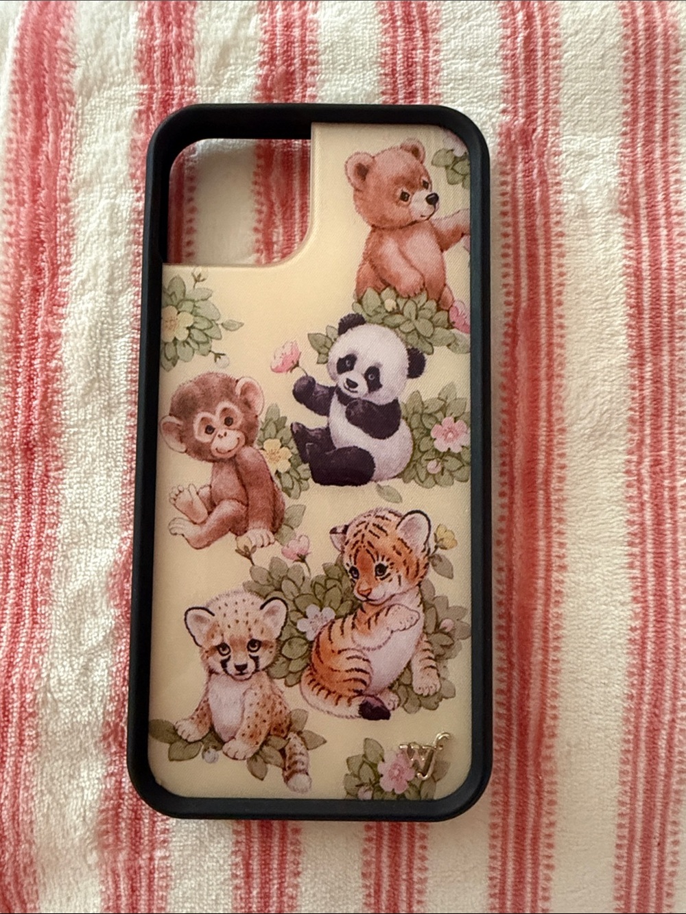 Wildflowers Cream Animal Print Phone Case with Playful Baby Animals